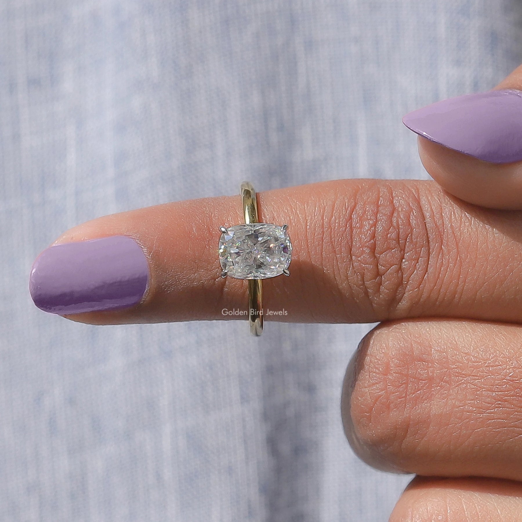 [LGD Cushion Cut Solitaire Ring]-[Golden Bird Jewels]