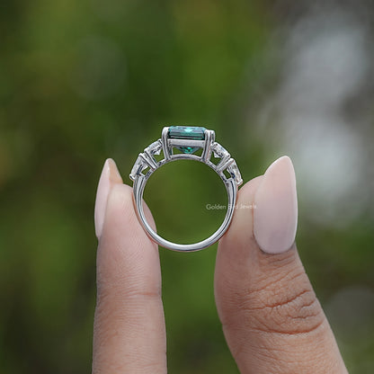 Five Stone Emerald Cut Moissanite Ring