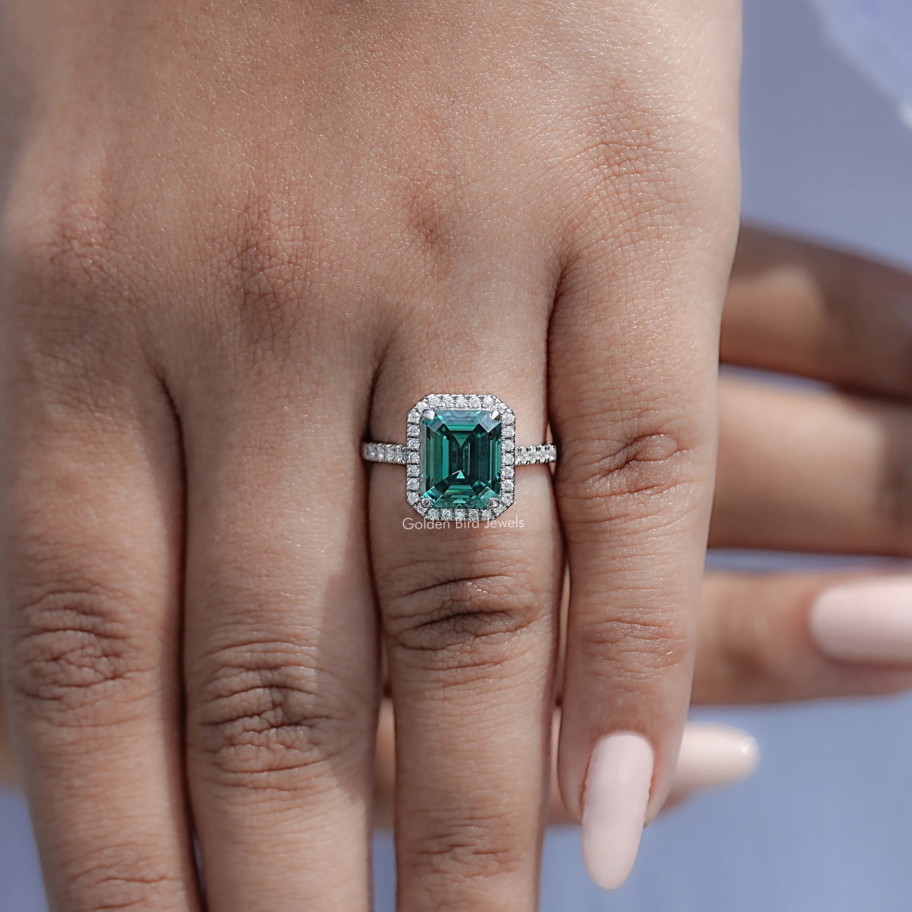 Moissanite Emerald Cut Engagement Ring