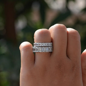 Emerald Cut Moissanite Full Eternity Band