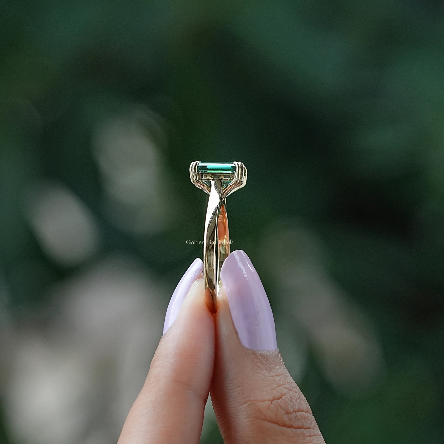 Emerald Cut Moissanite Engagement Ring