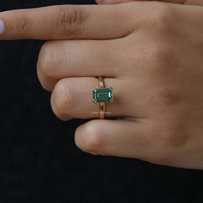 Emerald Cut Moissanite Engagement Ring