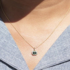 Green Emerald Moissanite Solitaire Pendant