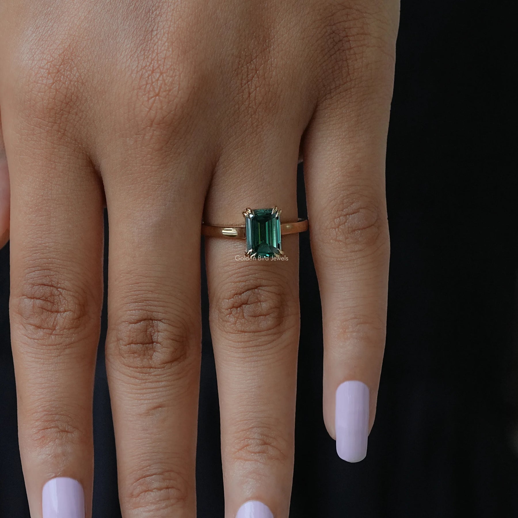 Emerald Cut Moissanite Engagement Ring