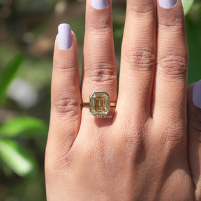 View of Solitaire Moissanite Engagement Ring In Yellow Gold