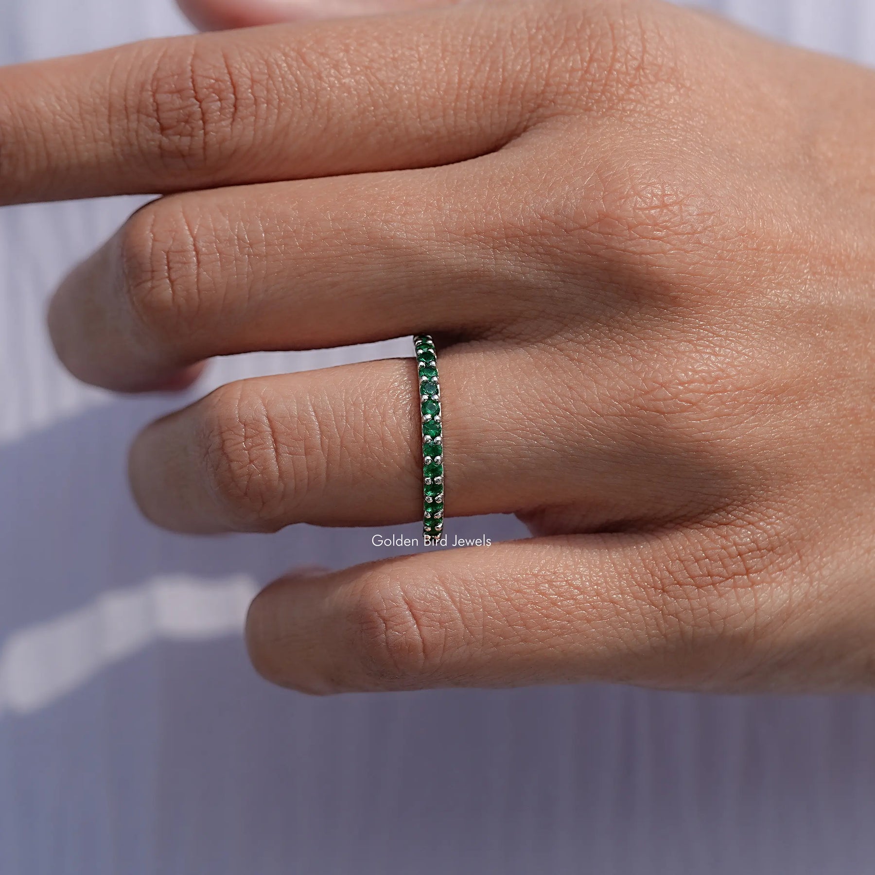 Emerald Green Round Gemstone Eternity Band NEW STARLETTE perfect for spring eternity band ring in green main image 0