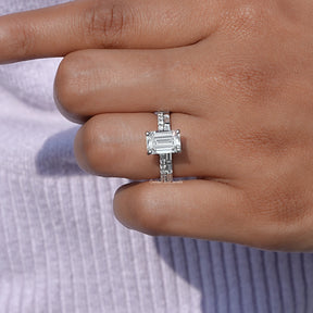 Lab Grown Diamond Emerald Cut Bridal Ring