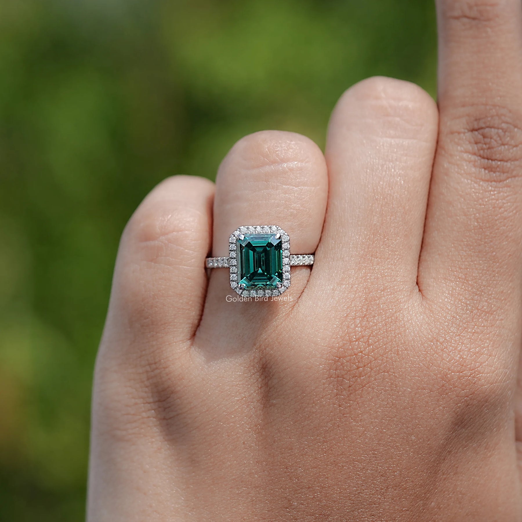 Moissanite Emerald Cut Engagement Ring