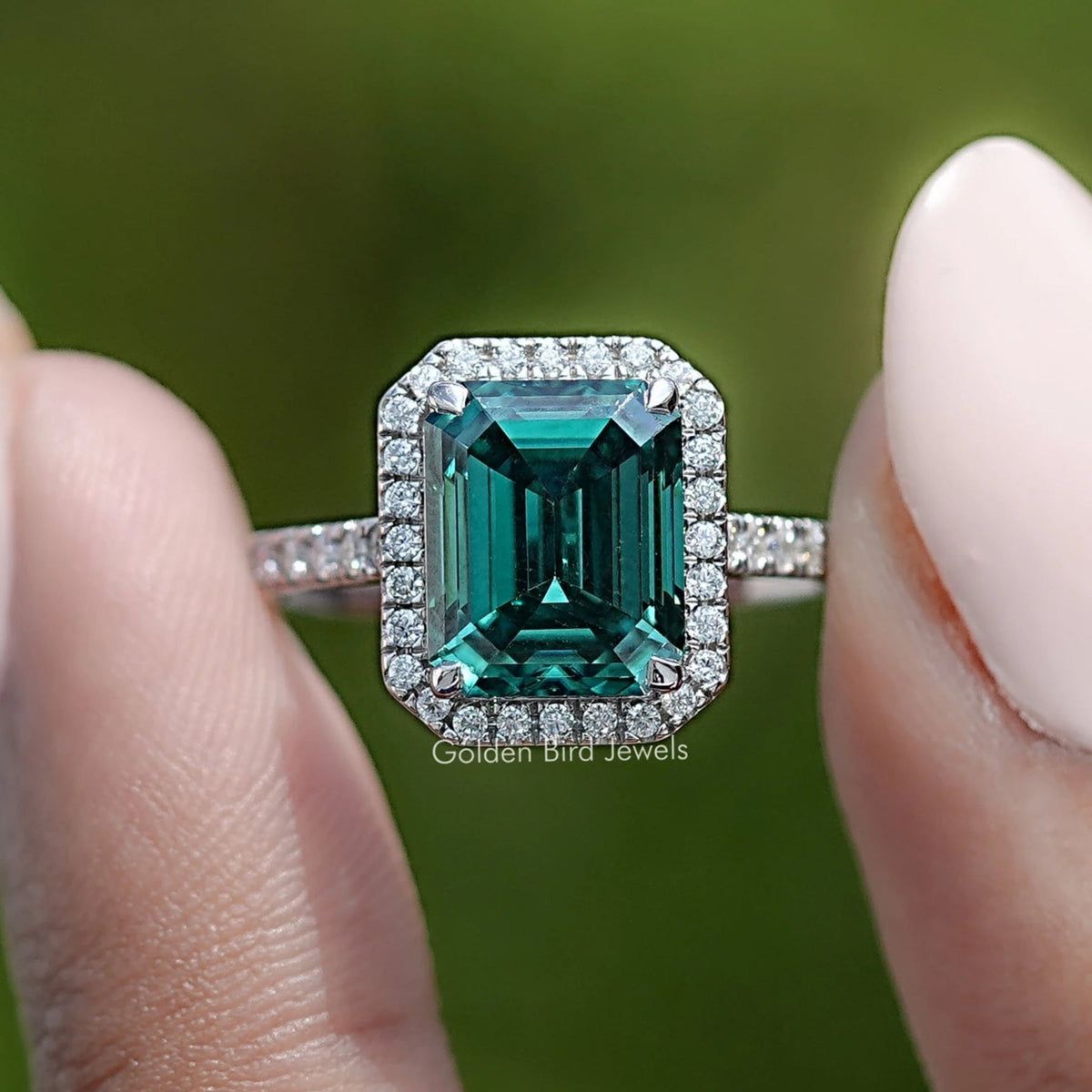 Moissanite Emerald Cut Engagement Ring
