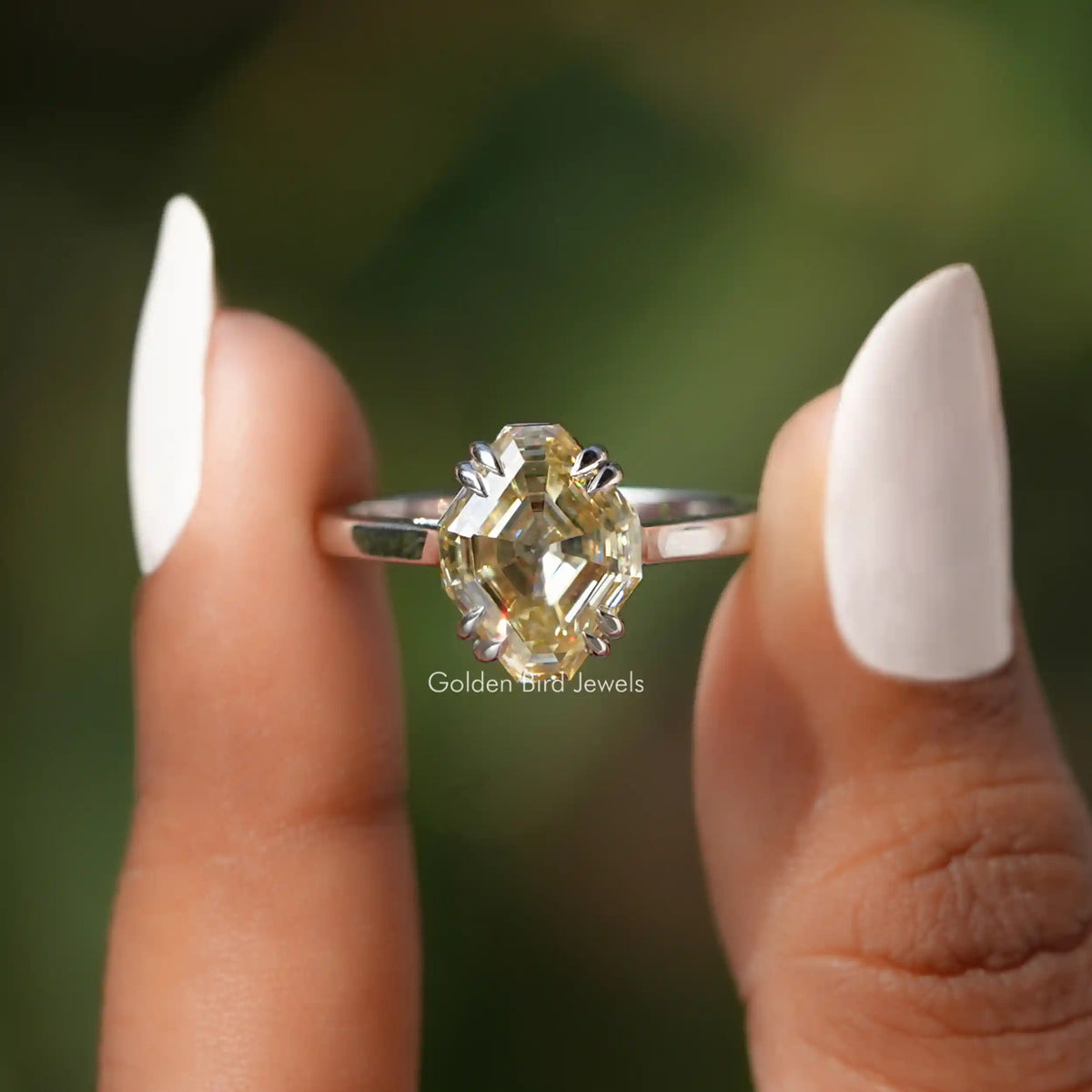 Antique Cut Moissanite Solitaire Engagement Ring