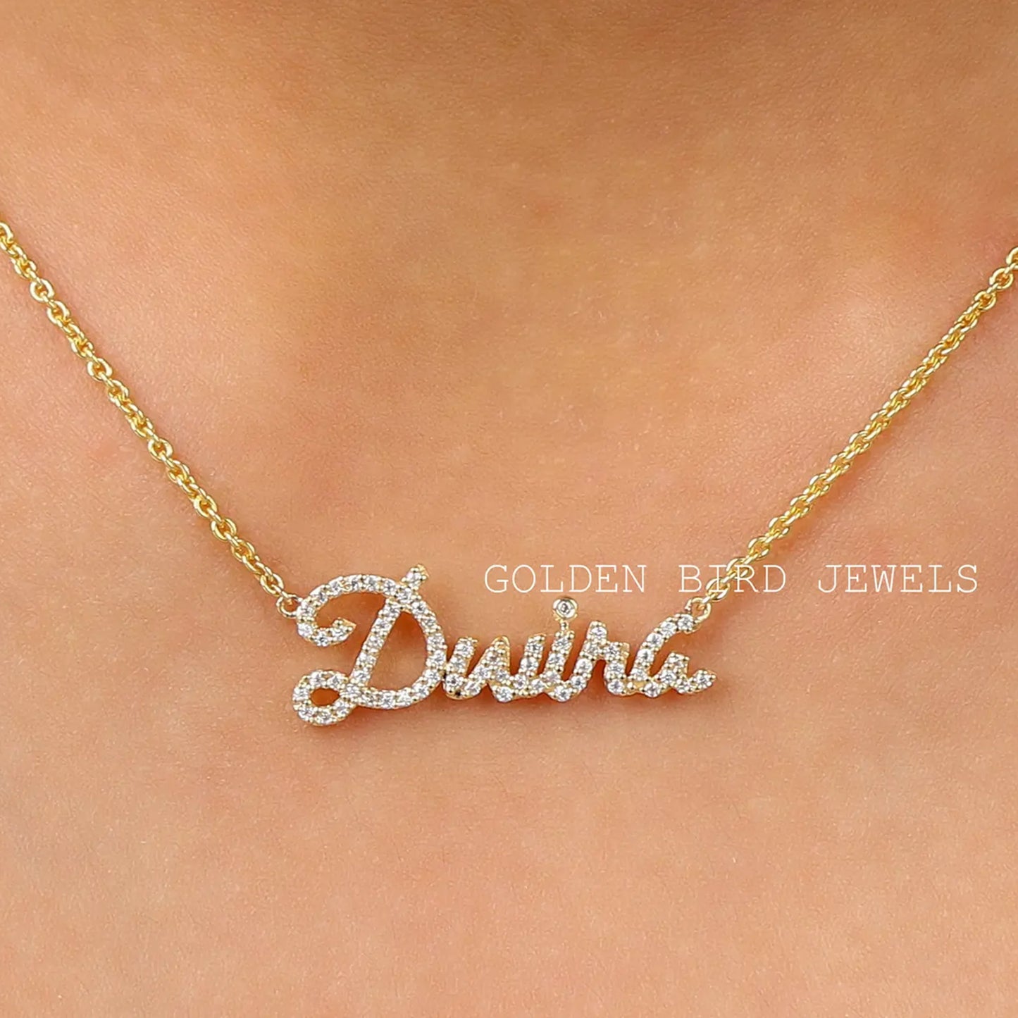Moissanite Round Cut Personalized Name Pendant