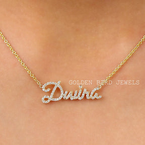 Moissanite Round Cut Personalized Name Pendant
