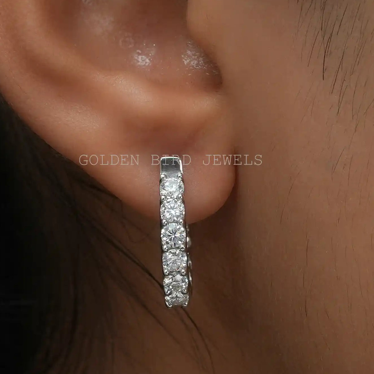 Round Moissanite Tiny Huggie Hoops Earrings For Her