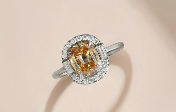 Criss Cut Cushion Multi Stone Moissanite Halo Ring