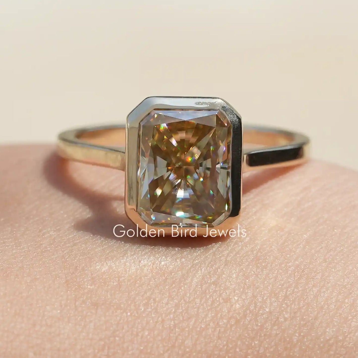 Radiant Cut Moissanite Solitaire Ring