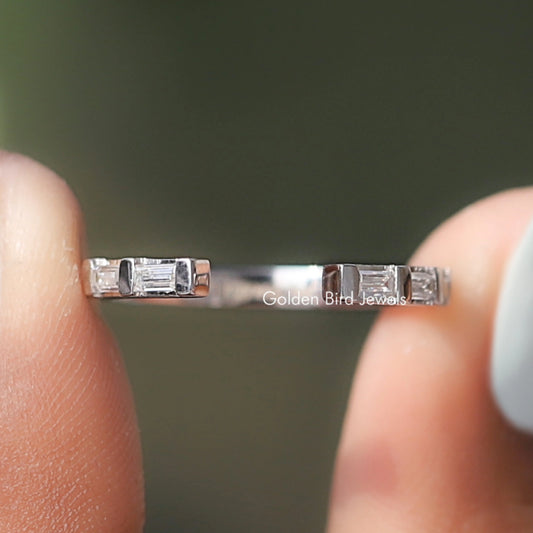 Baguette Cut Moissanite Open Gap Proposal Band