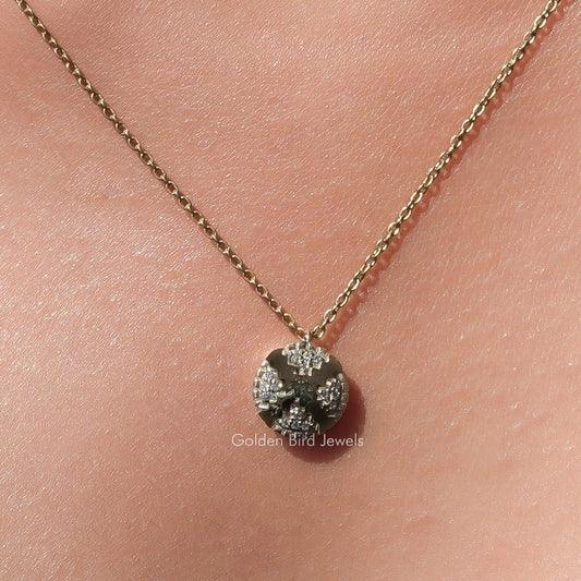 Round Cut Moissanite Cluster Pendant