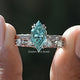Blue Dutch Marquise Cut Moissanite Bridal Ring Set