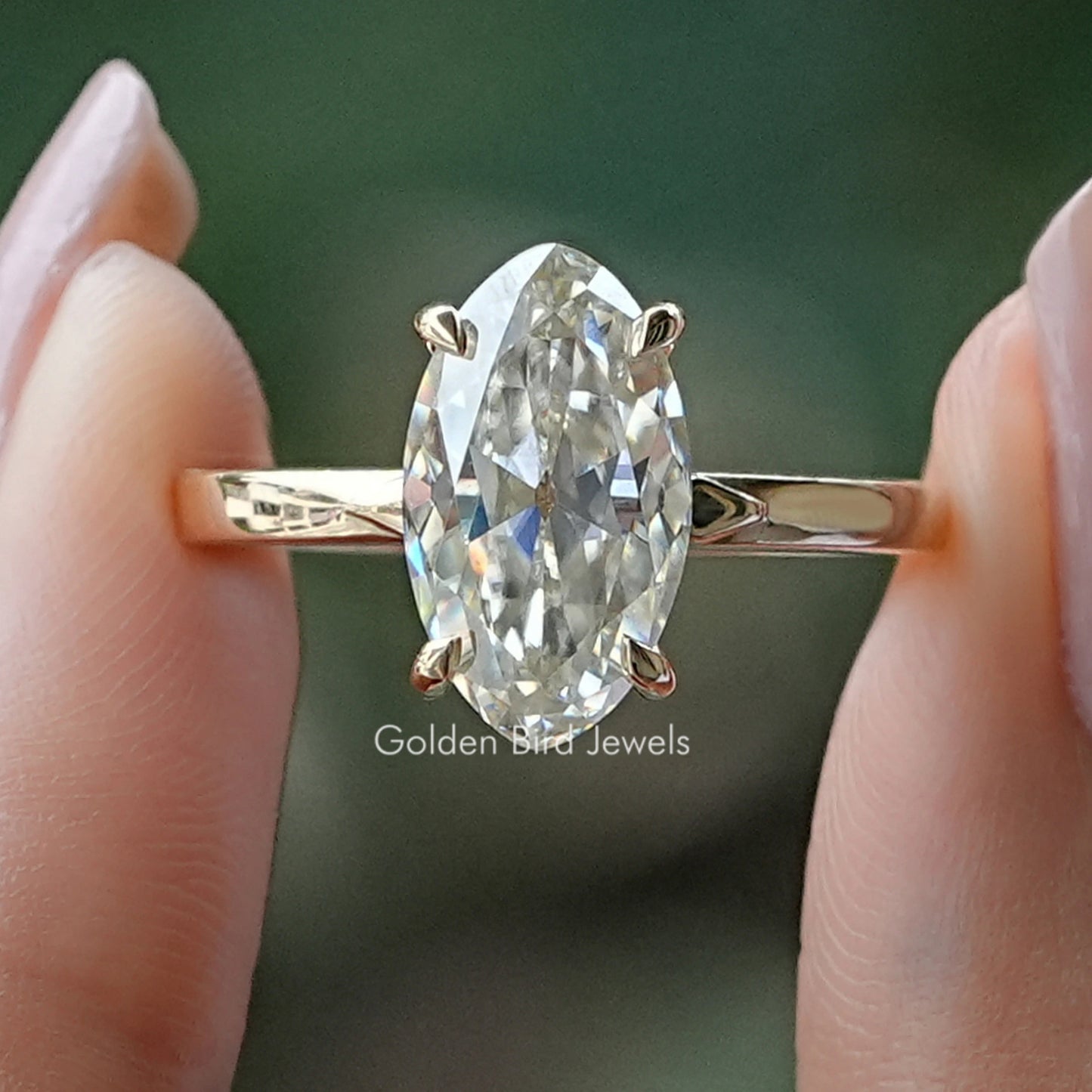 Old Mine Moval Moissanite Solitaire Ring