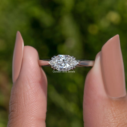 Dutch Marquise Moissanite East West Solitaire Ring