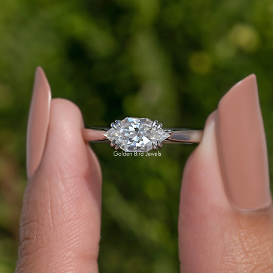 Dutch Marquise Moissanite East West Solitaire Ring