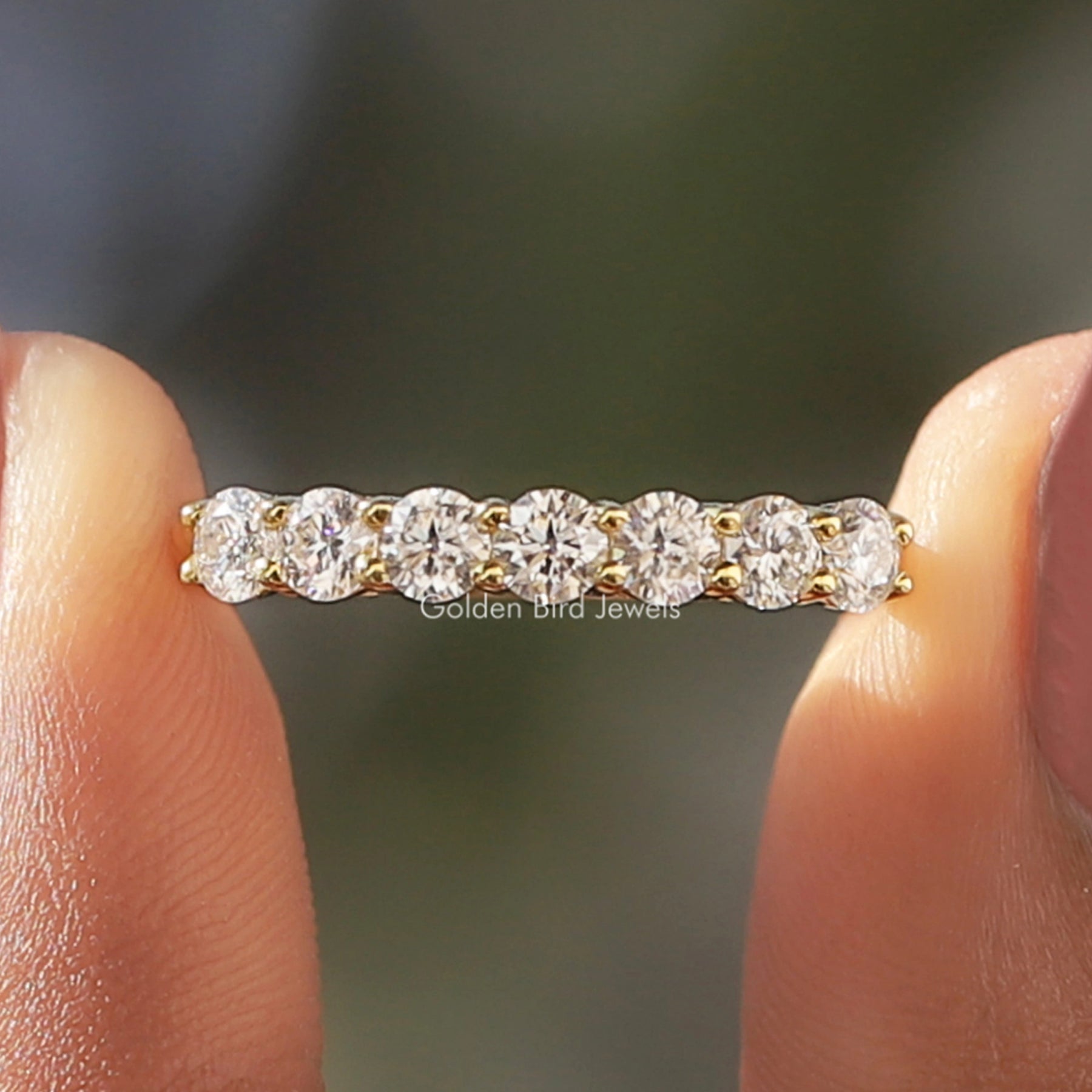 Crushed Ice Oval Moissanite Eternity Ring Moissanite Gold Crystal Eternity Band - Women Jewelry main image 1