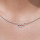 Close up view of Round Lab Grown Paperclip Diamond Pendant