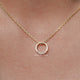 Close up view of Open Circle Round Lab Diamond Pendant