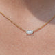 Close up view East West Baguette Cut Lab Diamond Pendant