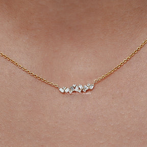 Close up view of Baguette Cut Lab Diamond Cluster Pendant
