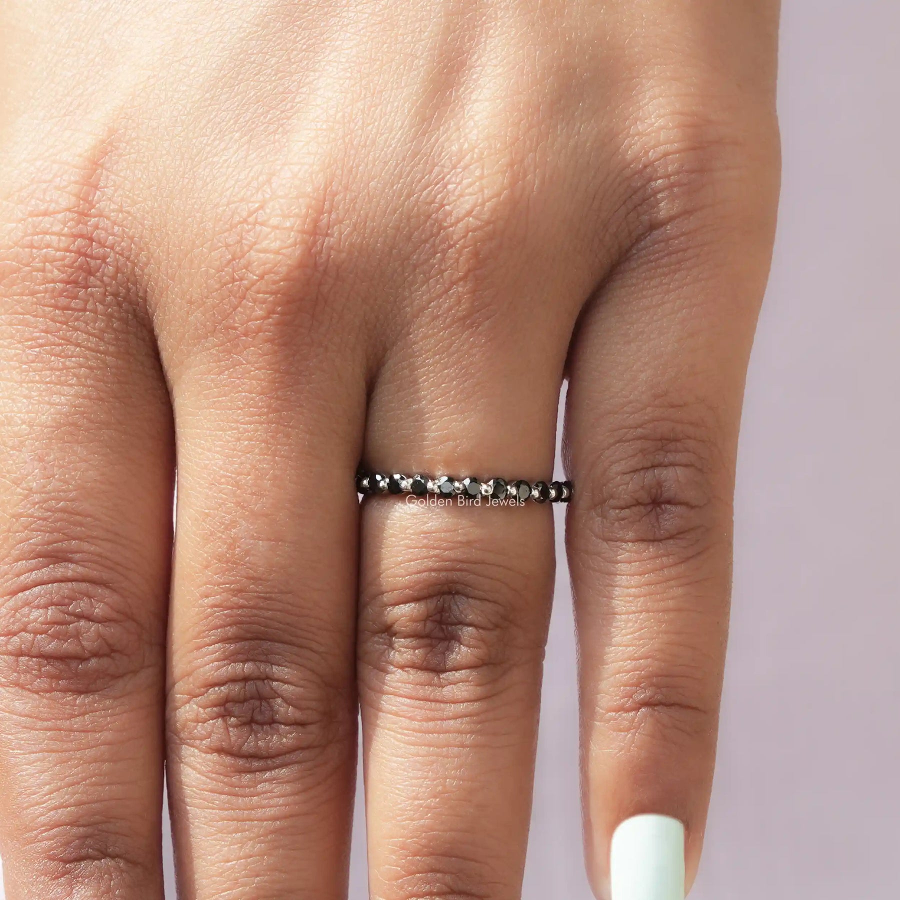 [Black Gemstone Round Eternity Band]-[Golden Bird Jewels