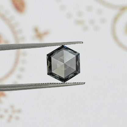 Gray Rose Cut Hexagon Loose Moissanite