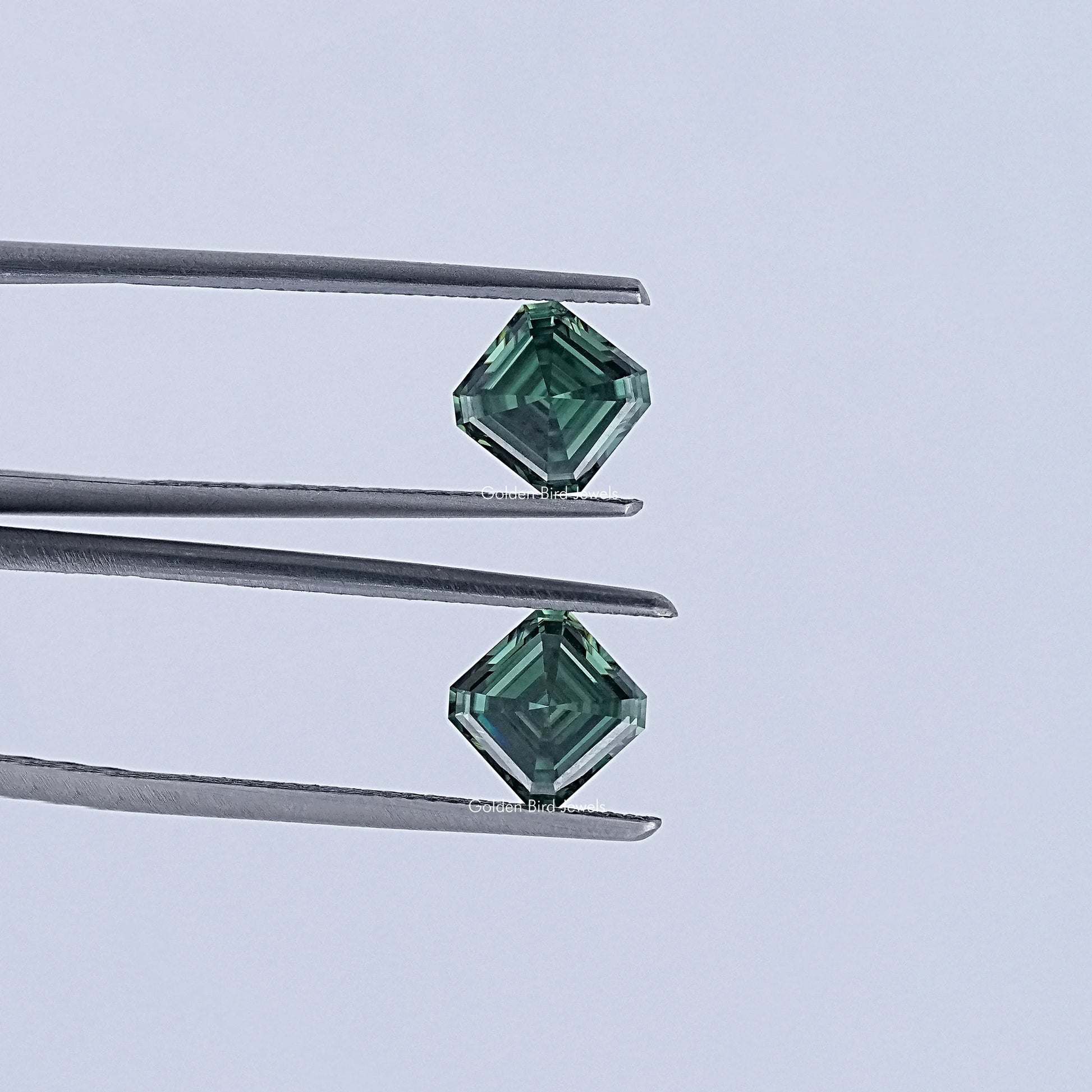 Cross View Of Asscher Cut Lab Loose moissanite  
