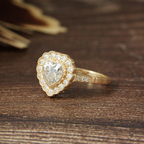 Heart Shaped Lab Diamond Halo Accent Ring