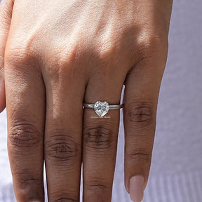 Heart Cut Hidden Halo Moissanite Daily Wear Ring