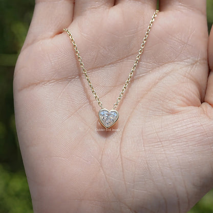 Top View of Heart Cut Diamond Solitaire Pendant
