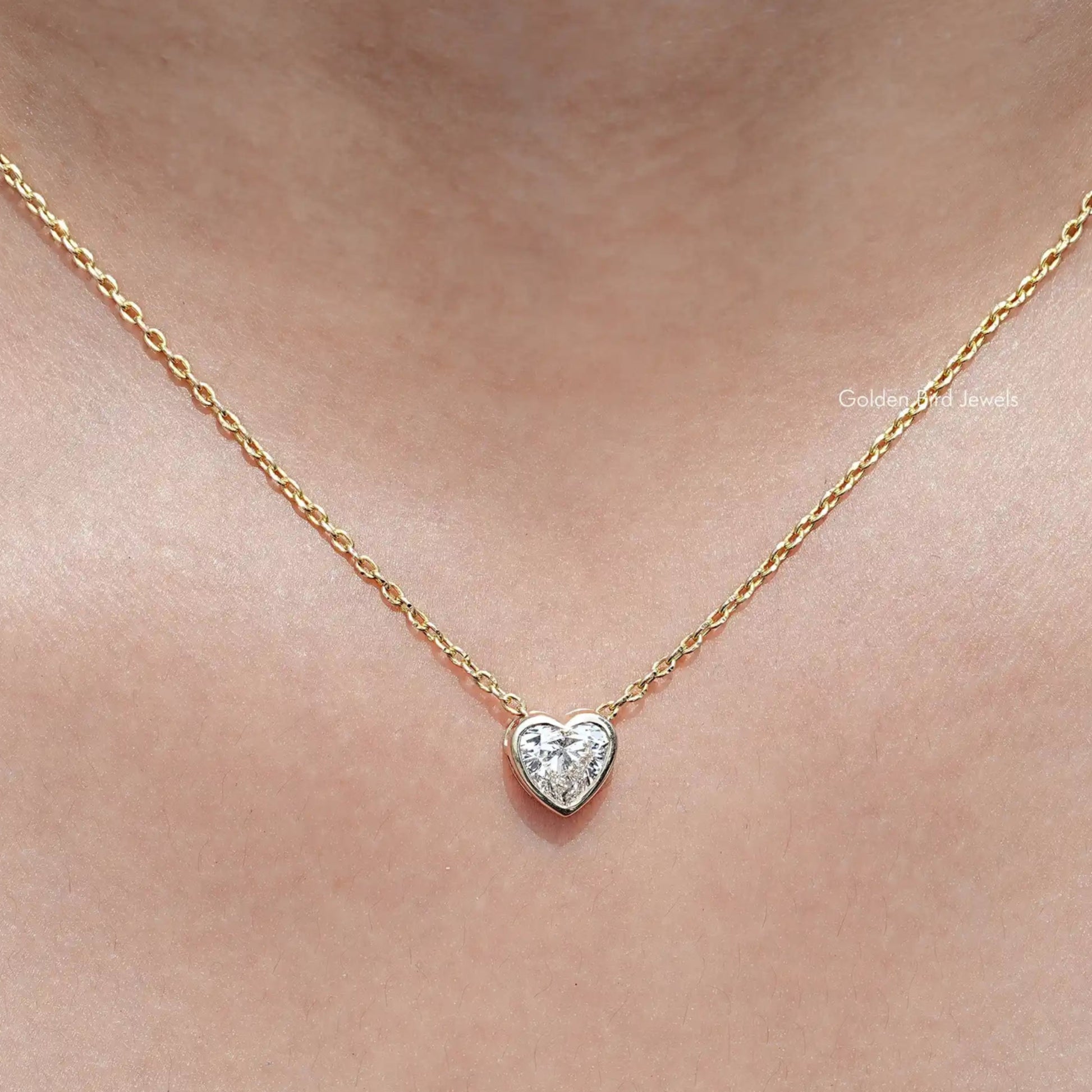 Front View of Heart Shaped Lab Diamond Solitaire Pendant
