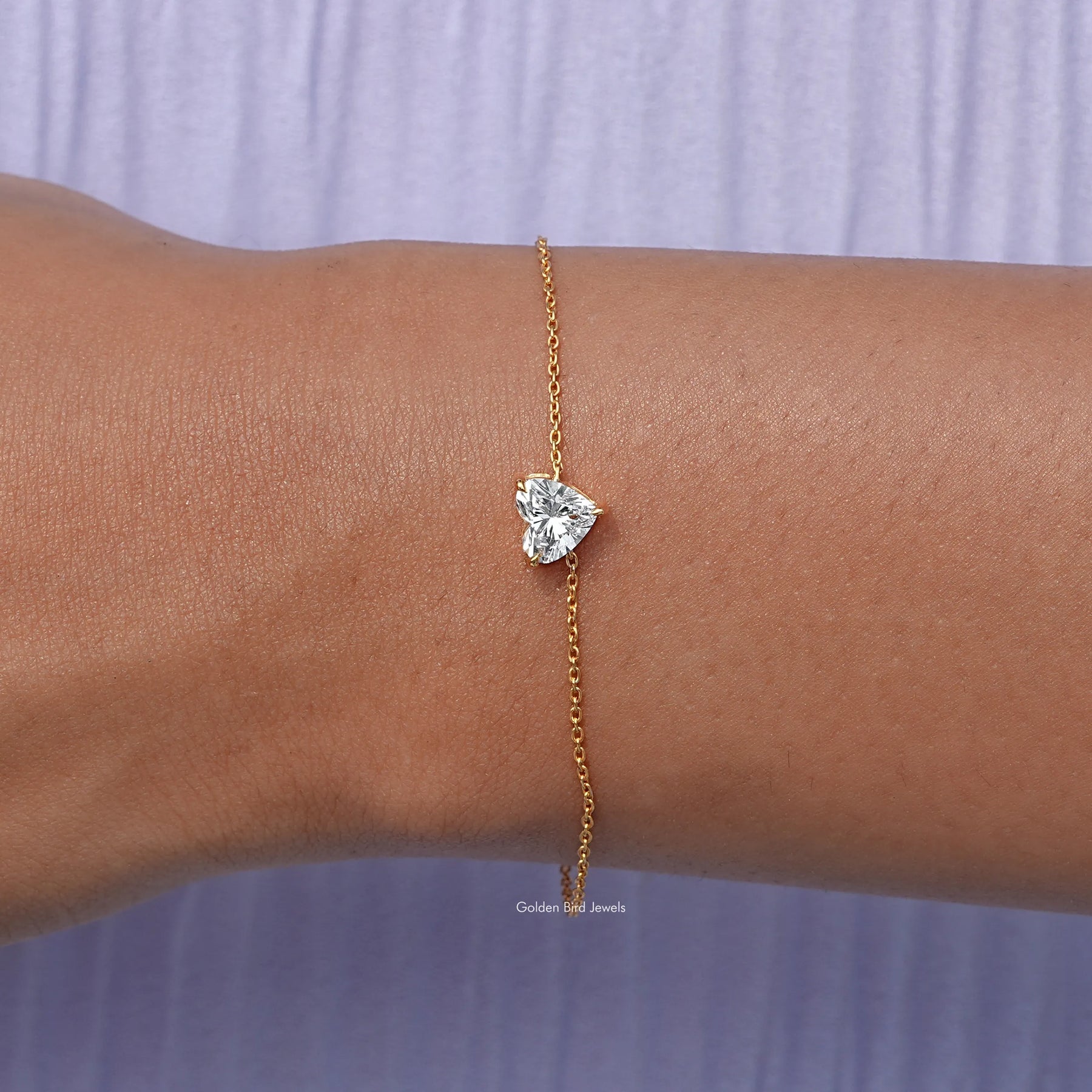 Heart Shaped Diamond Solitaire Chain Bracelet