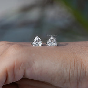 In Hand View Of heart shaped diamond Stud Earring
