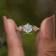 Hexagone Cut Lab Diamond Three Stone Ring