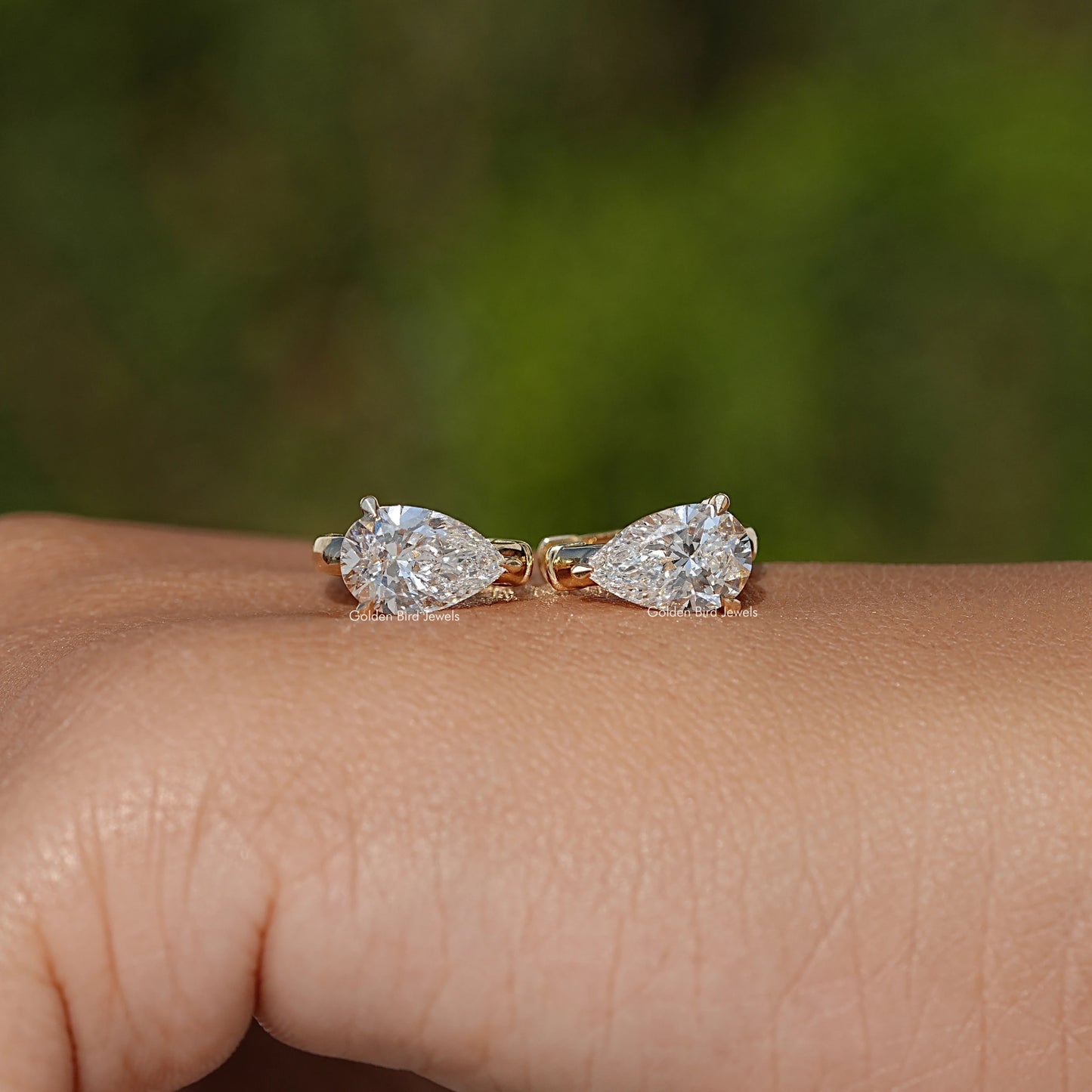 Pear Cut Lab Diamond Solitaire Huggie Hoop Earrings