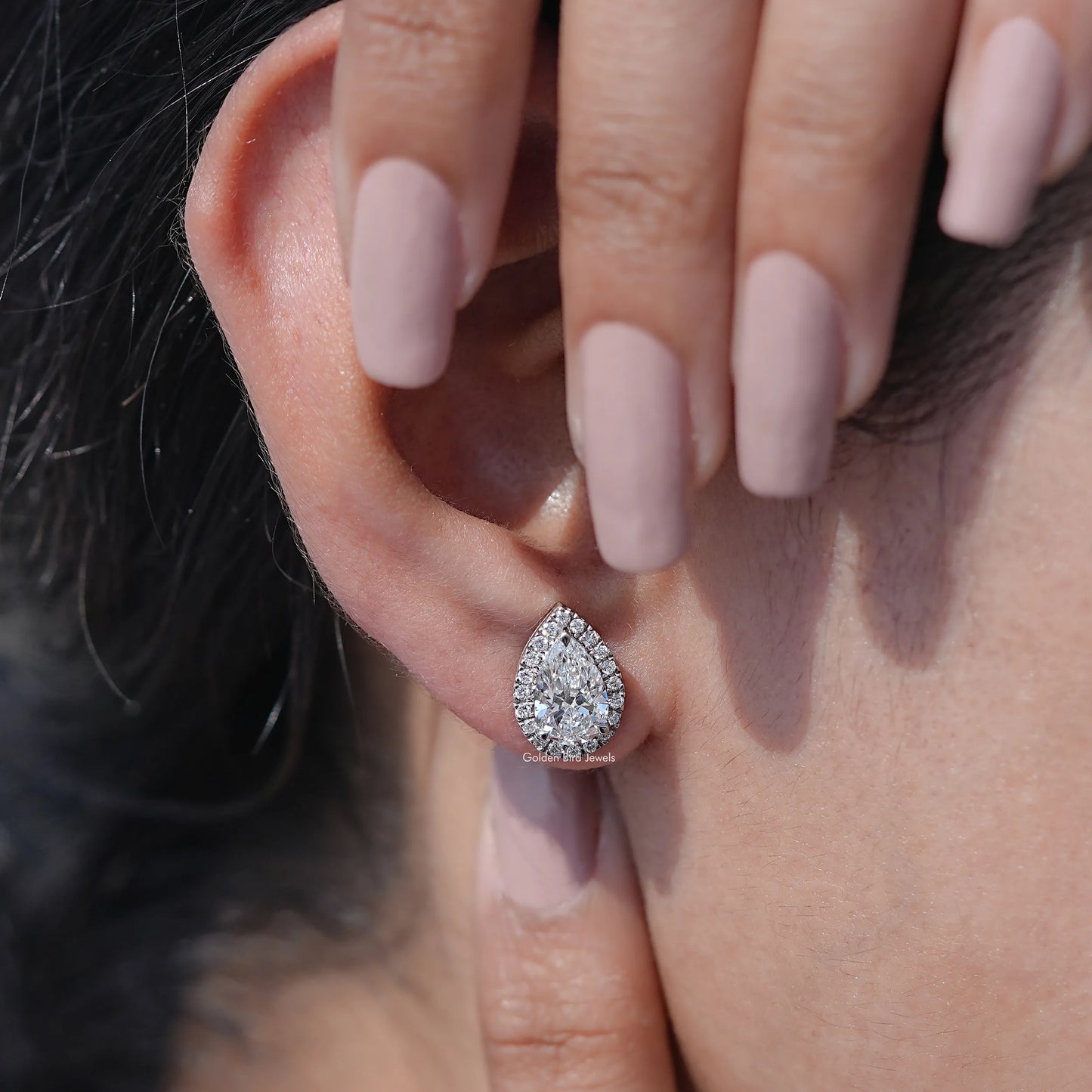 Front View of Moissanite Earrings In White Gold
