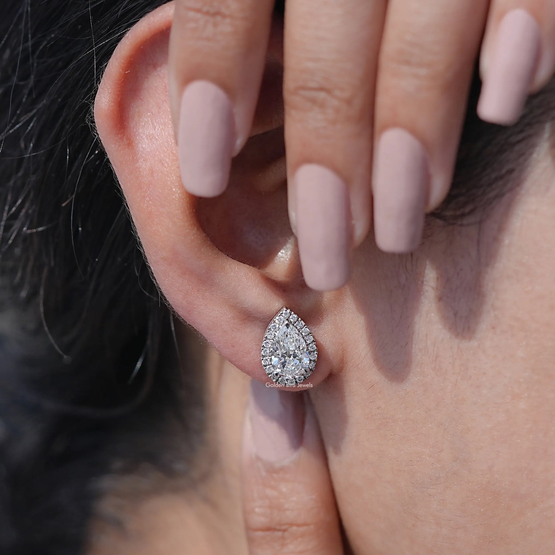 Lab Diamond Pear Cut Halo Earrings