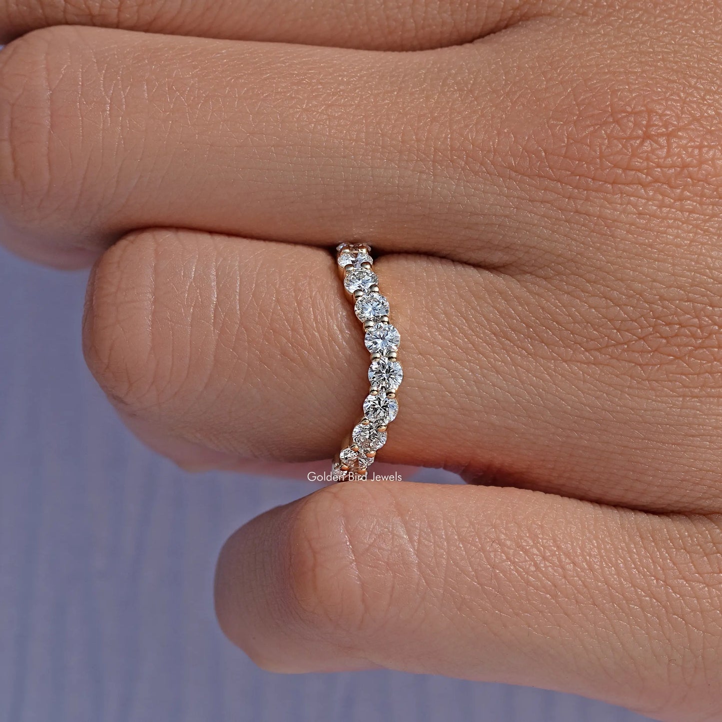 Round Cut Lab Diamond  Eternity Wedding Band