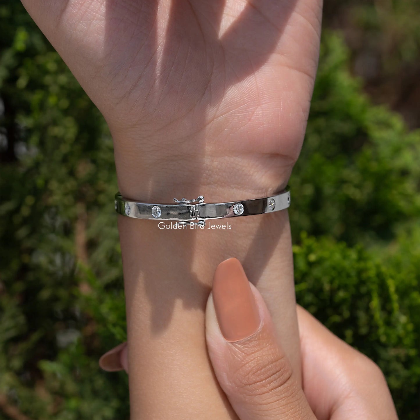 Round Cut Lab Grown Diamond Flush Set Bangles