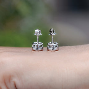 Back View of Round Cut Diamond Bezel Set Earrings in screw back