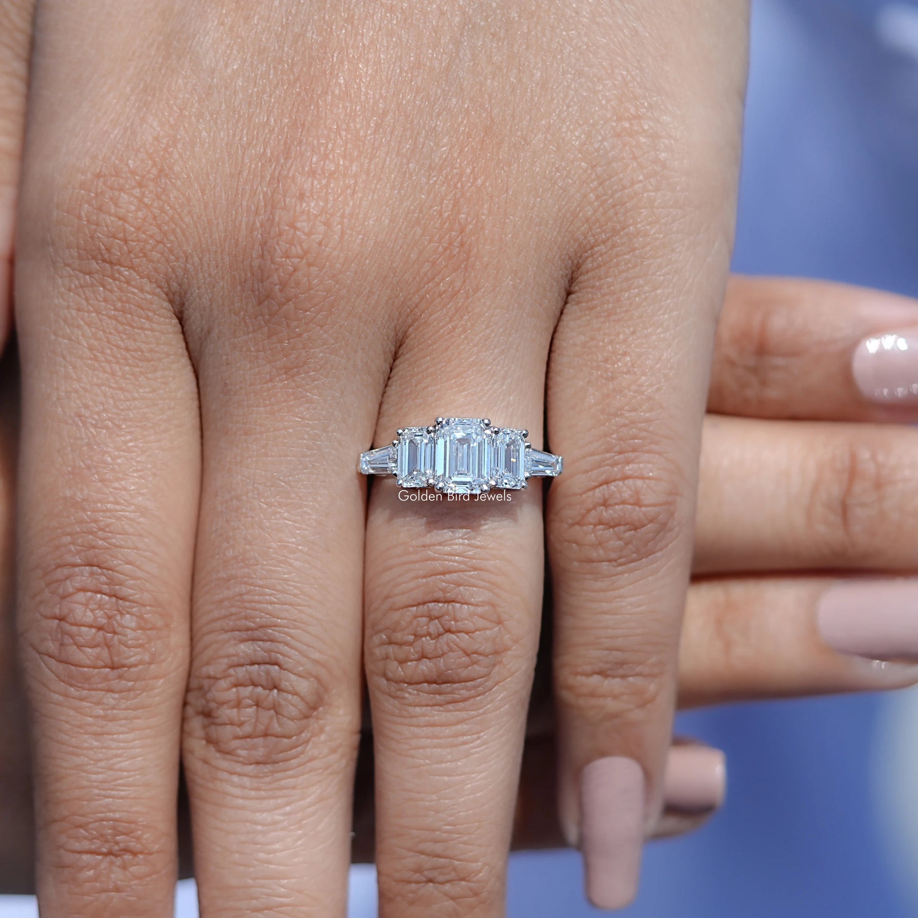 Five Stone Emerald Cut Lab Grown Diamond Ring