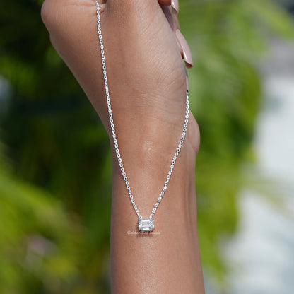 [Lab Diamond Emerald Solitaire Pendant]-[Golden Bird Jewels]