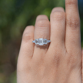 Five Stone Emerald Cut Lab Grown Diamond Ring