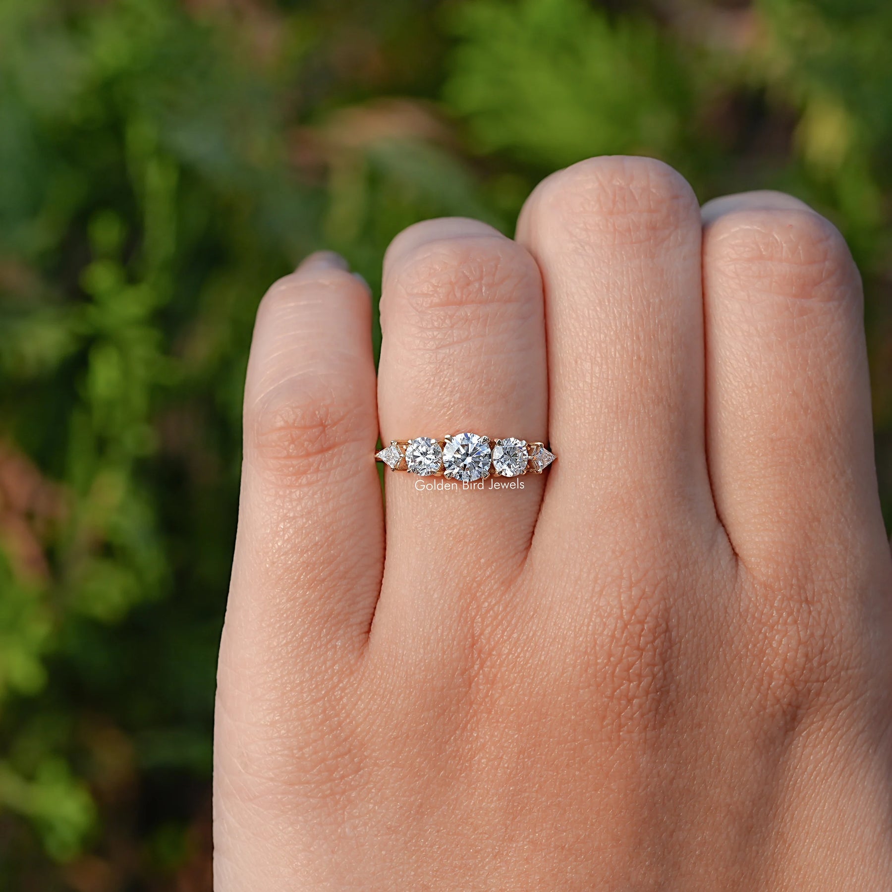 Lab Diamond Kite And Round Cut 5 Stone Ring